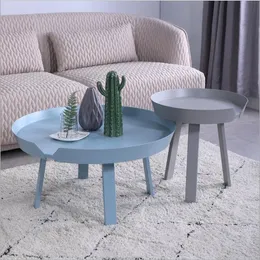 Tavolino da tè in legno massello Mobili per soggiorno semplice bordo circolare creativo per la casa moderna