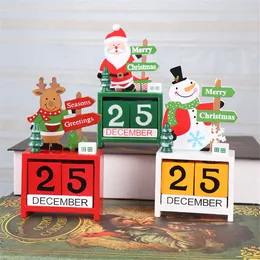 Natale Calendari di legno di Babbo Natale pupazzo di neve Renna decorazioni di Natale per i regali casa natale ornamento di Natale JK1910
