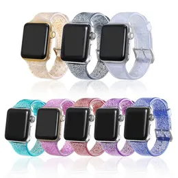 Riem voor horloge 42 mm 44 mm transparante siliconen glitter blingband voor Iwatch 38 mm 40 mm comfortabele horlogeband