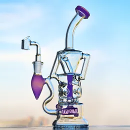 Hookah Bongs Purple Dab Rig vattenr￶r glas r￶kare tillbeh￶r tjock ￥tervinn oljerigg med 14 mm banger unik design
