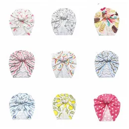 Baby Hüte Mädchen Donut Indien Schädel Kappen Blumen Druck Hut Ins Knoten Turban Kopf Wraps Infant Beanie Stirnband Neugeborenen headwears CZYQ6154