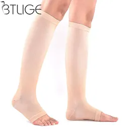 Kvinnor män Unisex Open Toe Compression Knä Leg Relief Pain Support Socks Relief Therapeutic Anti-Fatigue Compression Socks