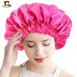 Neue Reversible Satin Bonnet Haar Kappen Doppel Schicht Schlaf Nacht Kappe Kopf Abdeckung Hut Für Lockiges, Federndes Haar Styling Zubehör