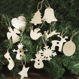 10 sztuk / partia Choinki Ozdoby Drewno Chip Snowman Drzewo Skarpety Wiszące Wisiorek Christmas Decoration Xmas Prezent Rzemiosło