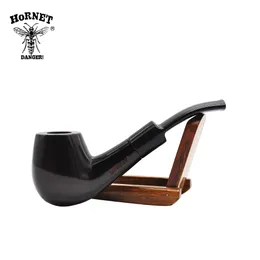 HORNET 152MM 5.98 Inches Black Ebony Wooden Smoking Pipe With Bowl Premium Wooden Pipe Portable Smoking Tobacco Pipe Accessories