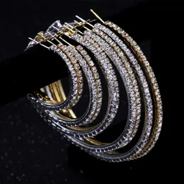 Orecchini caldi per le donne Orecchini a cerchio grandi da 2-10 cm Orecchini a cerchio di cristallo extra grandi di moda Orecchini a cerchio in cristallo oro argento oversize