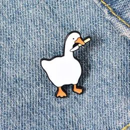 Cute Animal White Duck Małe Śmieszne Emalia Broszki Szpilki Dla Kobiet Demin Koszula Decor Broszka Pin Metal Kawaii Badge Moda Biżuteria
