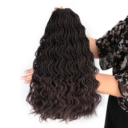 16-calowy Fala Senegalese Twist Włosy Syntetyczne Szydełka Warkocze Włosy Pre Skręt Ombre Oplatanie Włosy Twist Factory Fashion Women Preloop