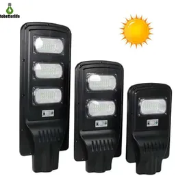 LED Solar Street Lamp PIR Motion Sensor 30W 60W 90W Control IP67 Waterproof outdoor Road Light with Mounting Pole