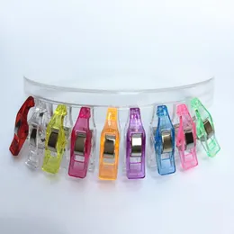 Färgglada Transparent Bindande Klämma Plast Wonder Clips Holder för DIY Patchwork Fabric Quilting Craft Sy Stickning Clip Hem Office Supply