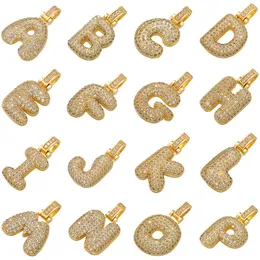 EUROPA OCH AMERIKA HOTSALE GOLD SILVER COLOR A-Z Bling Ice Out CZ Bubble Letter Hängsmycke Halsband med repkedja Trevlig gåva