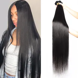 Body Wave 30-38inch Raw Human Hair Bundles Deals 10A Virgin Hair Extensions Remy Straight Long Length