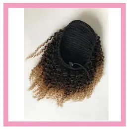 Hint Perulu At kuyruğu Afro Kinky Kıvırcık 1B/4/27 Ombre Renk 100G 1B 4 27 Pony Tail 10-20inch