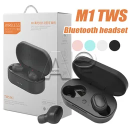M1 Bluetooth 이어폰 무선 헤드셋 5.0 Stero Eorbuds 지능형 소음 취소 스마트 핸드폰 용 휴대용 헤드폰
