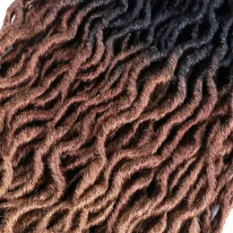 18-calowy Nu Locs Crochet Włosy Syntetyczne Ombre Brown Oplatanie Włosów Przedłużenie dla Czarnych Kobiet 21 Strands Kręcone Faux Locs Braids