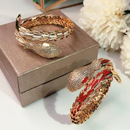 snake Bracelet colour Classic Fashion Party Jewelry For Women Gold Wedding Luxurious Full drilling snake Open size Bracelets Free shipping