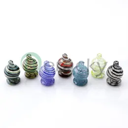 DHL!!! 25mmOD Striped Glass Bubble Carb Cap Color Carb Caps Bubble Caps Heady Glass Caps For Quartz Banger Nails Dab Rigs Bongs