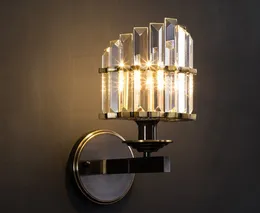 Luxus Vollkupfer Kristall Wandleuchten Nordic Modern Schwarz Gold Schlafzimmer Nachttischlampe Wohnzimmer Gang Treppe Home Wandleuchten LLFA