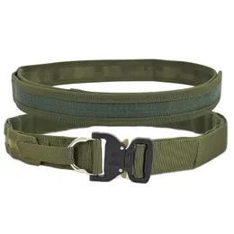 Tactical Molle Belt Outdoor Exército Lutador CS Wargame Duty Duty Duplo Duplo Shooter Caminhada Caçando Cintos de Nylon