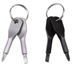 Screwdrivers Keychain Outdoor Pocket 2 Colors Mini Screwdriver Set Key Ring With Slotted Phillips Hand Key Pendants