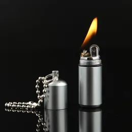 Portable Kerosene Lighter Key Chain Capsule Flint Gasoline Lighter Inflated Keychain Petrol Lighter Grinding Wheel