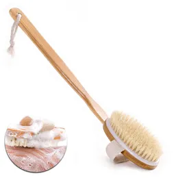 Wooden Bath Natural Bristle body Brush Long Handle Reach Back Body Shower Brush SPA Scrubber Bathroom