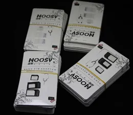 Gratis frakt 3000PCS / Lot Noosy Nano SIM-kort Micro SIM-kort till vanlig Adapter Adapter Converter Set för iPhone 6/5 / 4S / 4 med Eject Pin Ke