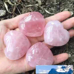Natural Rose Quartz Heart Shaped Pink Crystal Carved Palm Love Healing Gemstone Lover Gife Stone Crystal Heart Gems