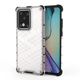 Hard Clear Honeycomb Design Cases Soft Silicone Edge Hybrid Armor Fall för iPhone 14 Pro Max 13 12 Mini 11 Pro Max 7 8 Samsung Note 20 S20 Plus S23 S22 Ultra A13 A33 A53