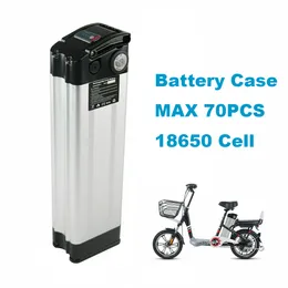 Case Ebike-Battery-Case Ryby Silver 24 V 36 V 48V MAX 70 SZTUK 18650 Komórka Rowerowa skrzynka rowerowa