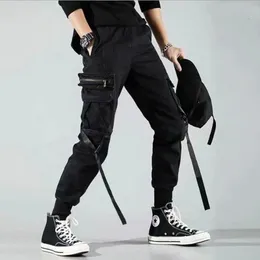 Calças de carga dos homens casuais joggers calças sólidas masculino multi-bolso novas calças esportivas dos homens hip hop harem pencil1179v