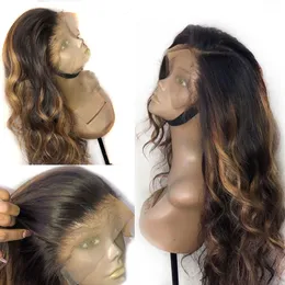 Honey loira ondulada cor colorida 360 lace peruca frontal pré-replancada Malásia Remy Lace dianteira Perucas de cabelo humano para mulheres negras