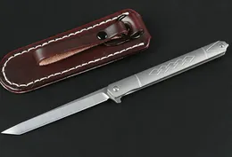 2020 High End Flipper Katlama Bıçak D2 Tanto Noktası Saten Blade TC4 Titanyum Alaşım Kol Rulman Hızlı Açık Bıçaklar