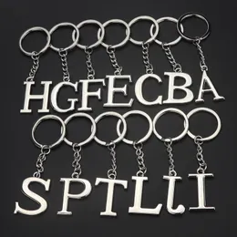 26 A-Z Engelska Inledande nyckel Ring Metal Letter Keychain Holder Handväska hänger modesmycken Will och Sandy Gift