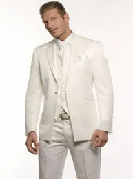 Custom Made New Ivory Groom Tuxedos Wedding Groomsman Garnitur Groomsman Bardegroom Garnitury (Kurtka + Spodnie + Kamizelka)