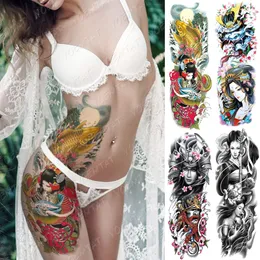 Large Arm Sleeve Tattoo Japanese Geisha Waterproof Temporary Tatto Sticker Samurai Waist Leg Body Art Full Fake Tatoo Women Men T200730