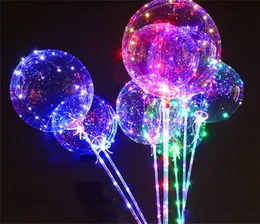 Hot 18inch LED Bobo Balony Multicolor Lights Luminous Przezroczysty balon z kij Xmas Party Wedding Festival Dekory 3m Lampa Line 04