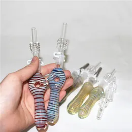 Cam NC Kiti Kuvars İpuçları Ile Dab Saman Oil Kuleleri Silikon Sigara Boru Teçhizatı Kül Catcher Dabber Araçları