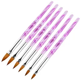 New Acrylic Handle Nail Art Flat Brush Design Dotting Painting Drawing Crystal Pen Set Carving Salon Tips Builder Manicure