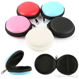 Mini Zipper Hard Headphone TIPS Case PU Leather Earphone Storage Bag Protective USB Cable Portable Earbuds Pouch box SD Card Portable Coin Purse