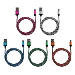 1m 2m 3m Metal Fabric braide cables micro V8 usb data charging cable for samsung s4 s6 s7 edge lg