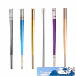 304 Stainless Steel Chopsticks 6 Colors Electroplated Titanium Anti-skid Chopsticks Mirror Polished Chopsticks Hollow Anti-scalding Design