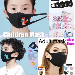 Individuell Pack Barn Vuxen Designer Ansiktsmask Is Silke Skyddande KPOP Återanvändbar Tvättbara Barnduk Masker Svart Mascherine Partihandel