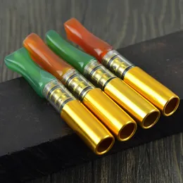 Mais novo colorido Mini Ágata Jade Gem Stone filtro de cigarro para fumar Handpipe Design Inovador Tubo Bocal Antiderrapante Titular Dicas DHL