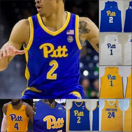 O basquete universitário usa Pitt Basketball Custom Qualquer Nome Número 24 Samson George 1 Xavier Johnson 2 Trey McGowens 12 Joe Mascaro Men Women Youth Stitched Jersey