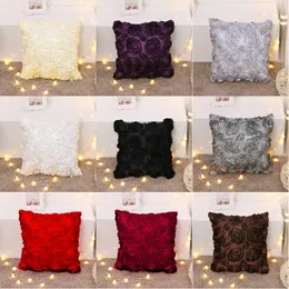 3D Rose Flower Cushion Cover 40*40cm Square Pillow Case Throw Pillows Cases Home Room Seat Pillow Cover