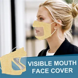 Visible Mouth Face Cover Anti Dust Reusable Washable Face Mask with Clear PET Window for Adults Deaf adjustable loop