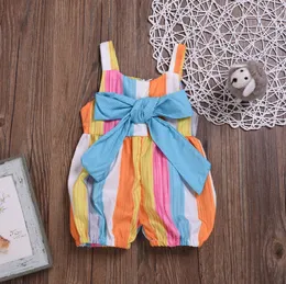 Baby Girl Ubrania Rainbow Toddler Dziewczyny Pajacyki Podwiązki Nakrajne Kombinezony Łęk Noworodka Wspinaczka Ubrania Letnie Odzież Baby YW4012