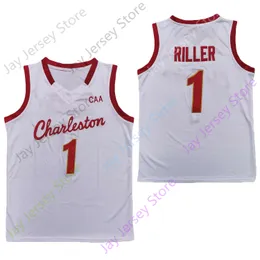 2020 Yeni NCAA Charleston Cougars Formaları 1 Grant Riller College Basketbol Forması Beyaz Boyut Gençlik ADLUT