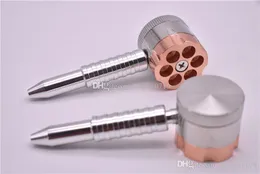 Tabacco Grinder Fumo Tubi Double Function Follet a forma di pallottola a 3 livelli in lega di metallo erba sigaro spezia speziatore a rotazione della sigaretta